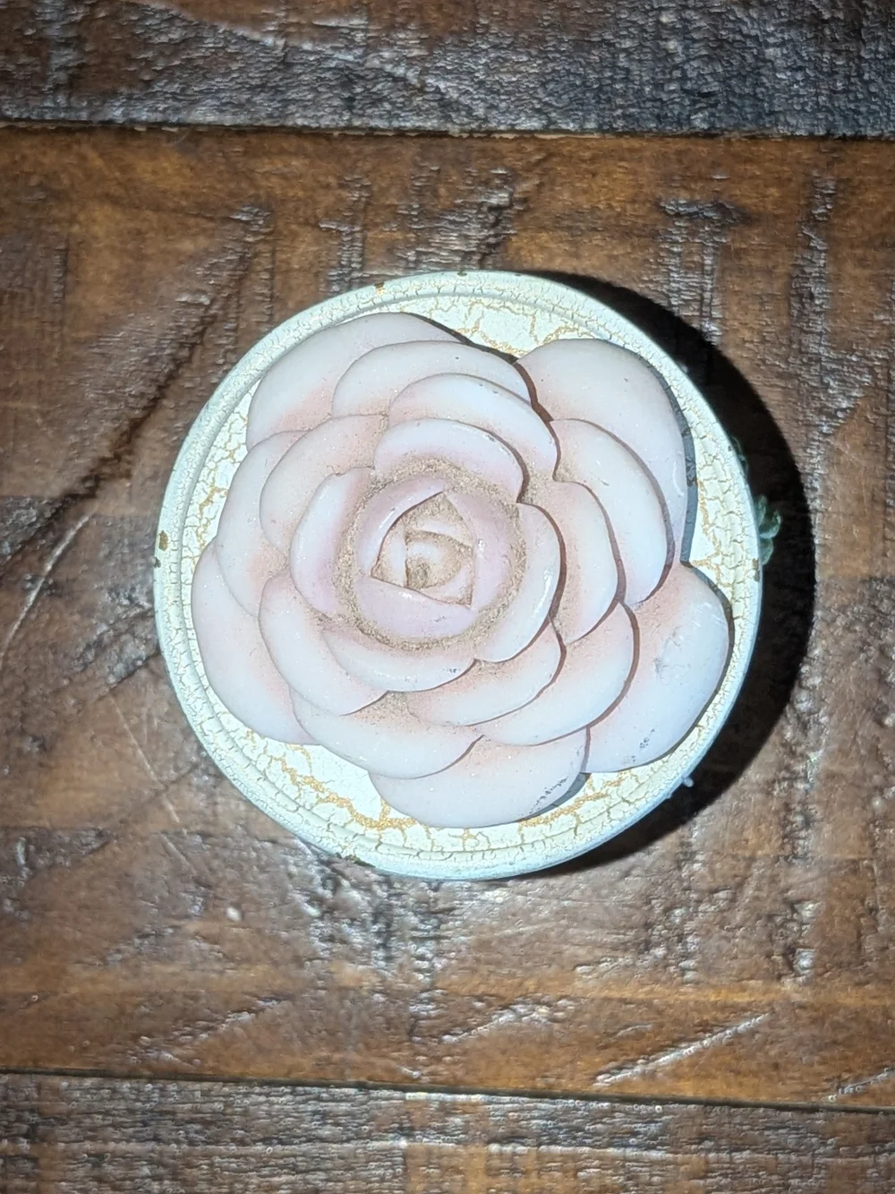 Pink Floral Trinket Box with Rose Lid